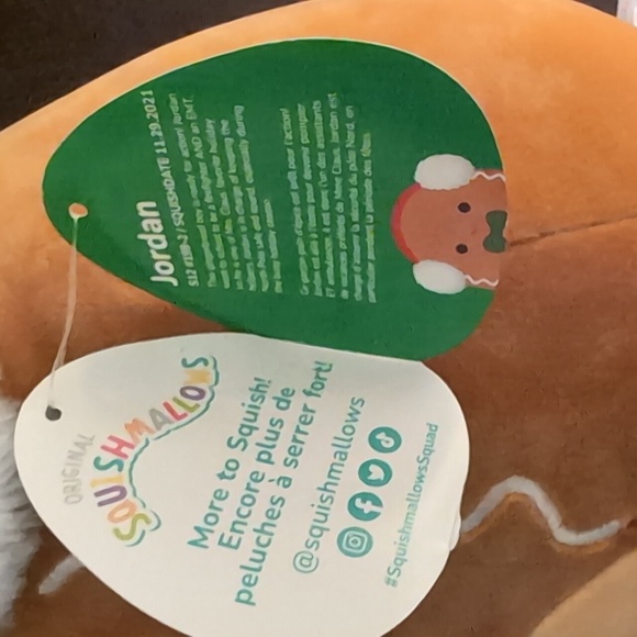 Squishmallow Jordon the Gingerbread Boy Plush with Bow Tie and Ear Muffs,NWT. - Picture 6 of 9